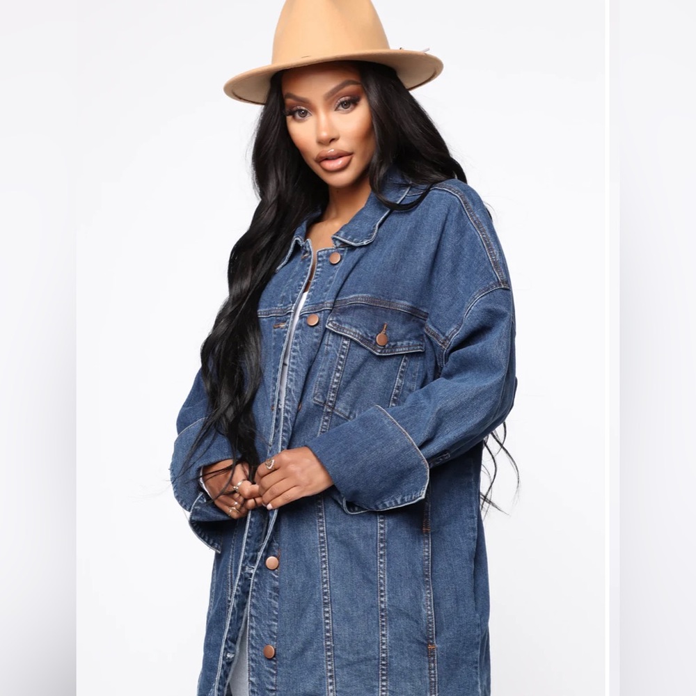Oversized Dark Wash Denim Jacket. Partially new